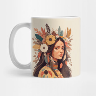 Painted Beautiful Native American Woman Mug