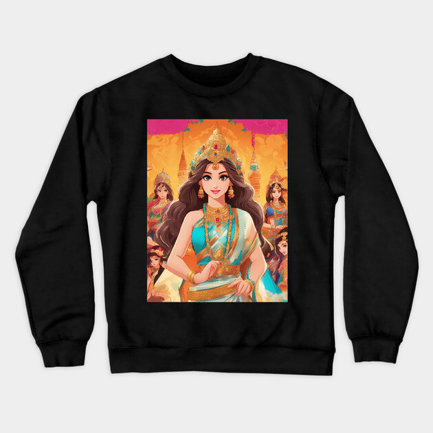 Top Queen anime  with crown on her head Crewneck Sweatshirt by animegirlnft