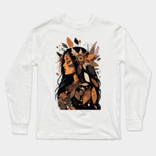 Painted Beautiful Native American Woman Long Sleeve T-Shirt