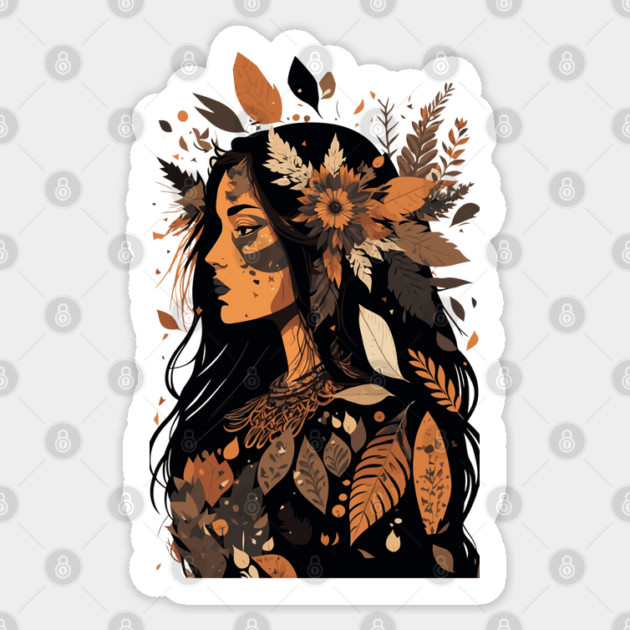 Painted Beautiful Native American Woman Sticker by HolidayBug