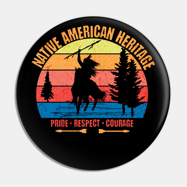 Retro Native American Heritage Pin by HolidayBug