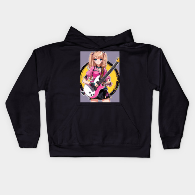 Guitar Legends Girl  Rock  Music Kids Hoodie by animegirlnft