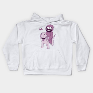 Grim reaper on his puppy Kids Hoodie