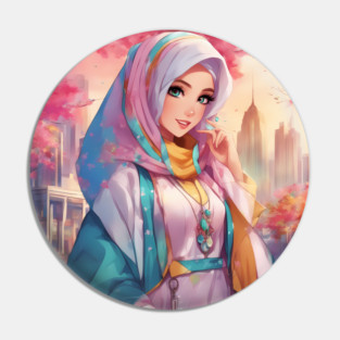 Muslim Anime Girl Hijab Pin