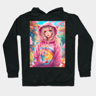 Pink Hoodie Flower Anime Girl Hoodie