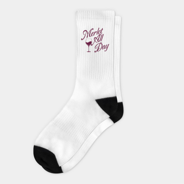 Funny Merlot All Day Socks by HolidayBug