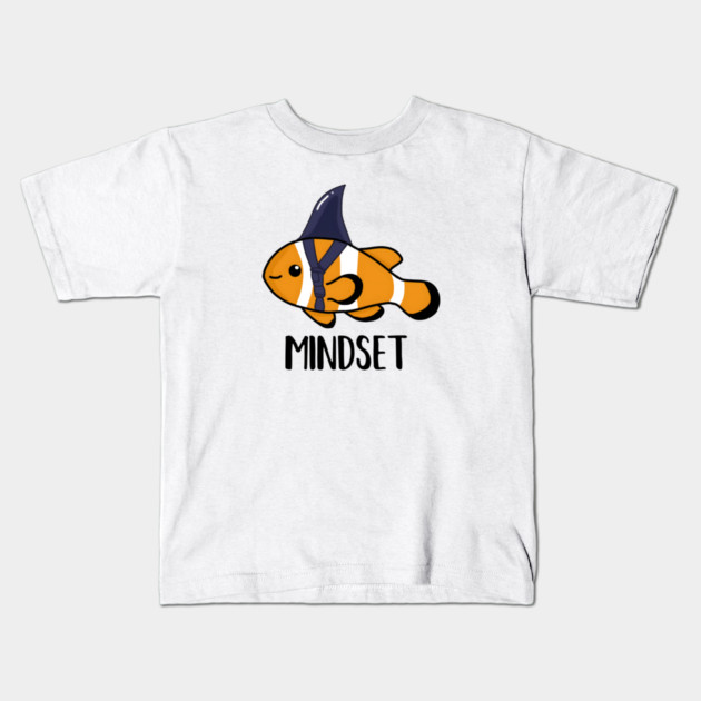 Motivational, Mindset is Everything Goldfish Shark Funny Kids T-Shirt by logiamerch