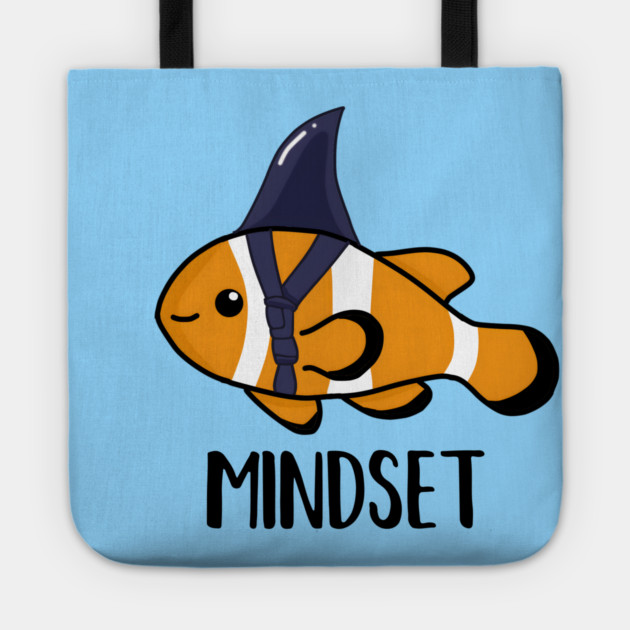 Motivational, Mindset is Everything Goldfish Shark Funny Tote by logiamerch