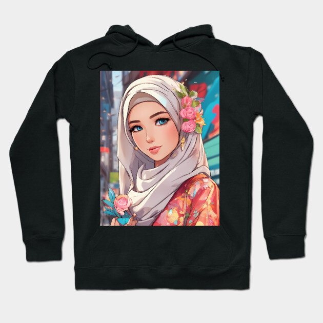 Hijab Islam Muslim Anime Girl Hoodie by animegirlnft