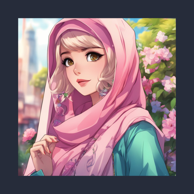 Muslim Hijab Flower Anime Girl by animegirlnft