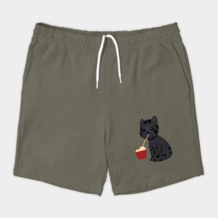 Kawaii Black Cat Eating Ramen, Cat Lover Shorts