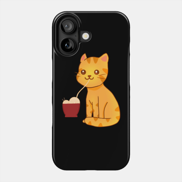 Kawaii Ginger Cat Eating Ramen, Cat Lover Phone Case by logiamerch