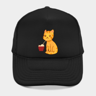 Kawaii Ginger Cat Eating Ramen, Cat Lover Hat