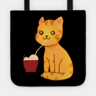 Kawaii Ginger Cat Eating Ramen, Cat Lover Tote