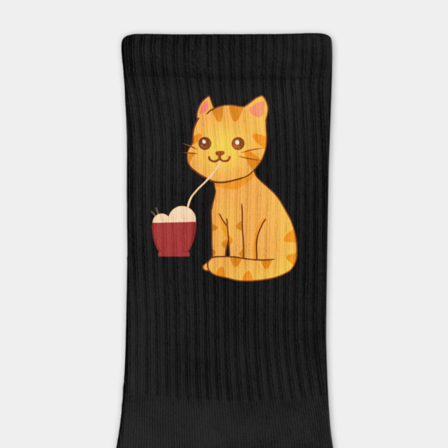 Kawaii Ginger Cat Eating Ramen, Cat Lover by logiamerch