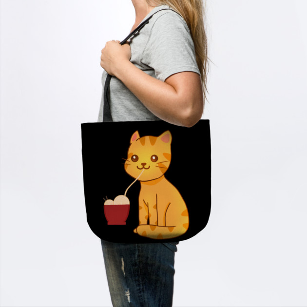 Kawaii Ginger Cat Eating Ramen, Cat Lover by logiamerch