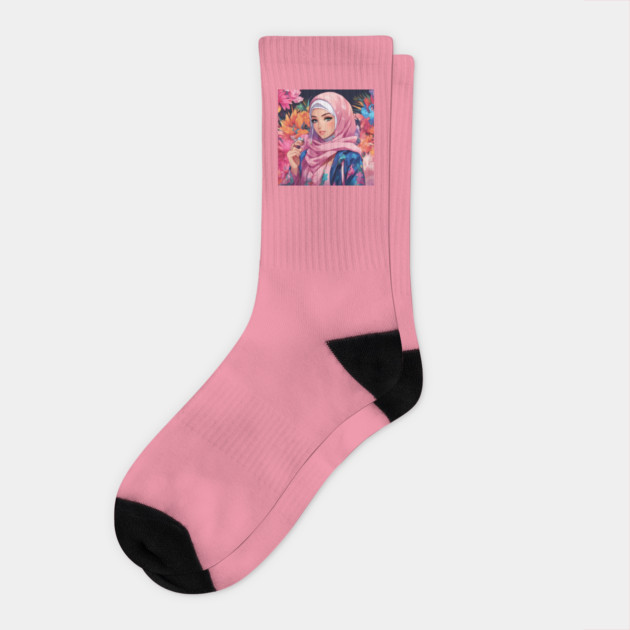 Islam Muslim Hijab Anime Girl Socks by animegirlnft