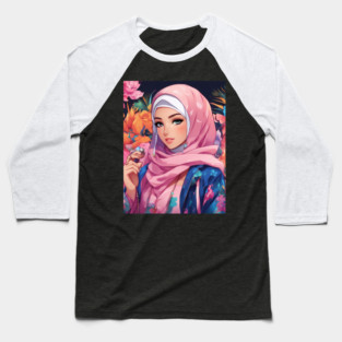 Islam Muslim Hijab Anime Girl Baseball T-Shirt