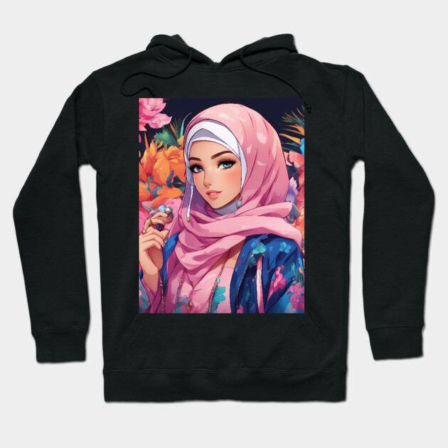 Islam Muslim Hijab Anime Girl Hoodie by animegirlnft