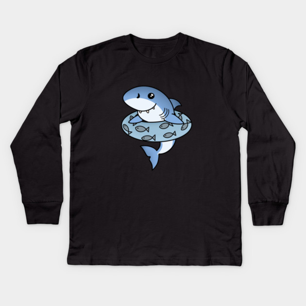 Kawaii Shark, Love Sharks Kids Long Sleeve T-Shirt by logiamerch