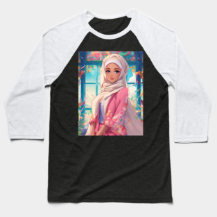 Muslim Islamic Hijab Anime Woman Baseball T-Shirt