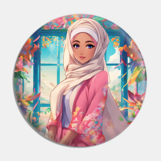Muslim Islamic Hijab Anime Woman Pin by animegirlnft