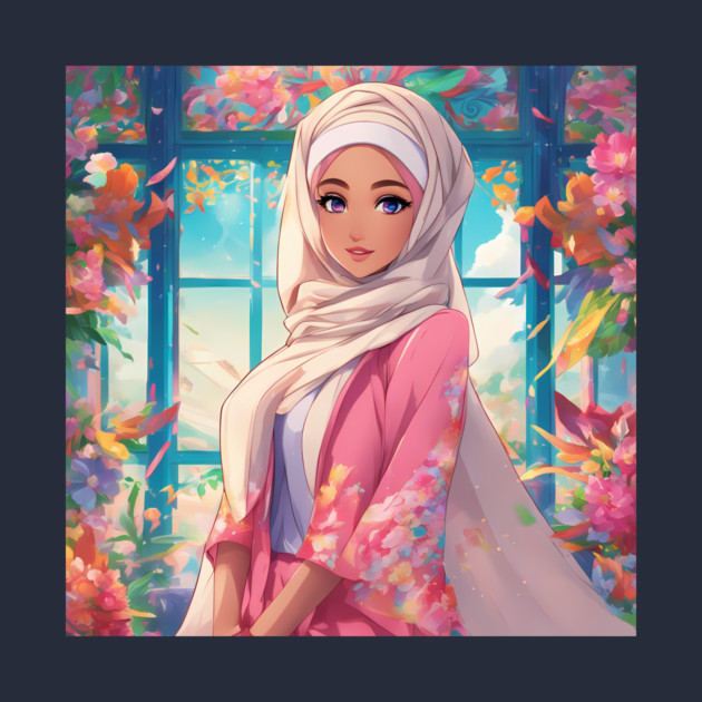 Muslim Islamic Hijab Anime Woman by animegirlnft