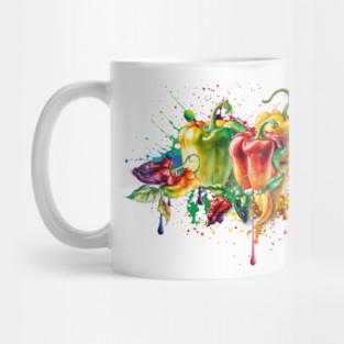 Chili & Bell Peppers Splatter Art Mug
