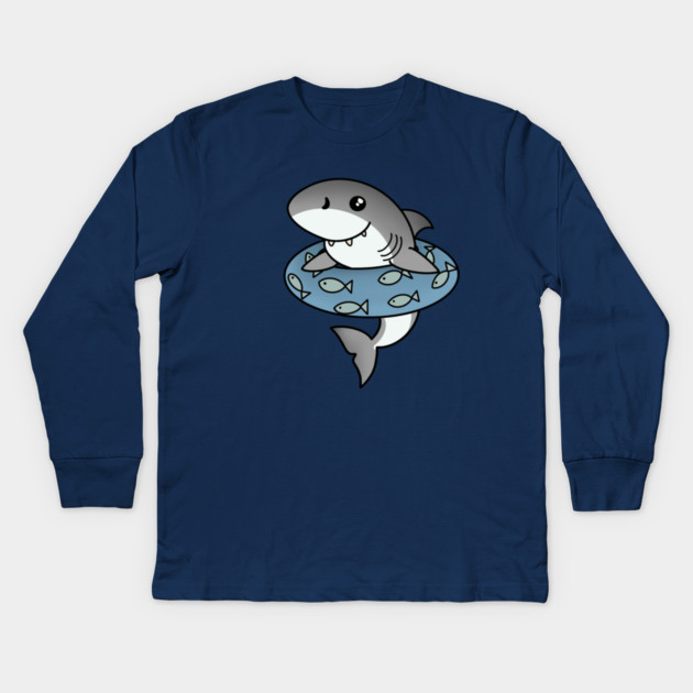 Kawaii Shark, Love Sharks Kids Long Sleeve T-Shirt by logiamerch