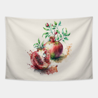 Watercolor Pomegranates Tapestry