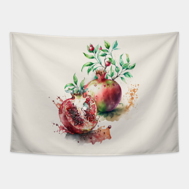 Watercolor Pomegranates Tapestry by HolidayBug
