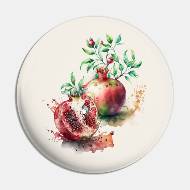 Watercolor Pomegranates Pin by HolidayBug