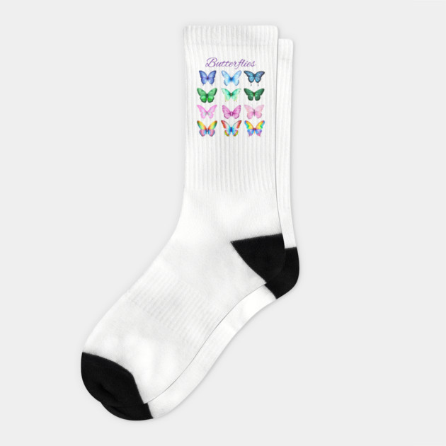 Pretty Colorful Butterflies collection Socks by Luxinda