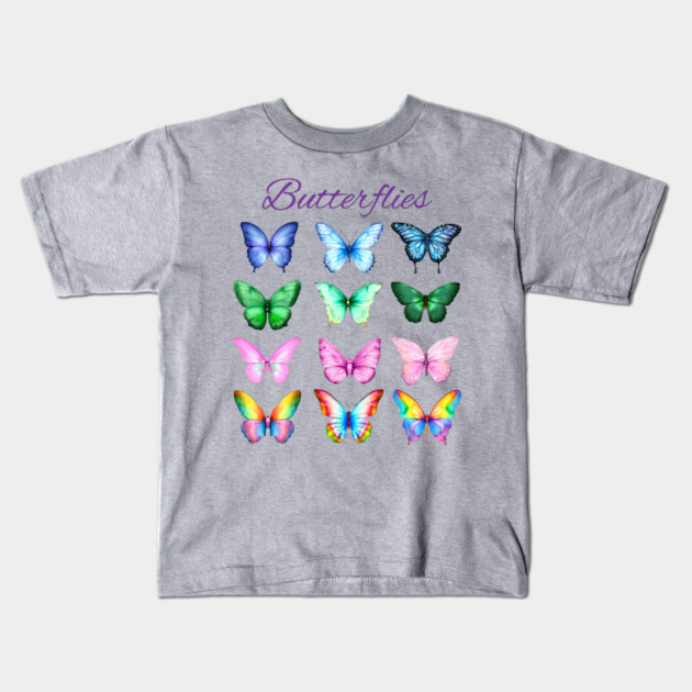Pretty Colorful Butterflies collection Kids T-Shirt by Luxinda