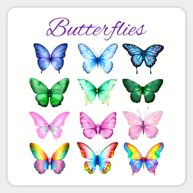 Pretty Colorful Butterflies collection Magnet by Luxinda
