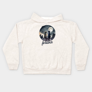 Partners forever romantic cats design Kids Hoodie