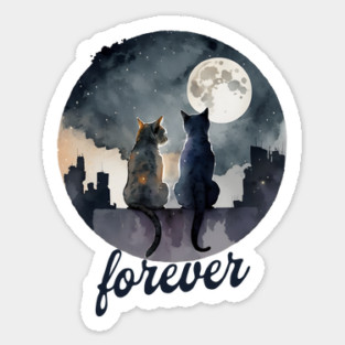 Partners forever romantic cats design Sticker
