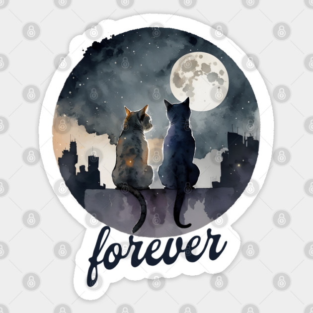 Partners forever romantic cats design Sticker by Luxinda
