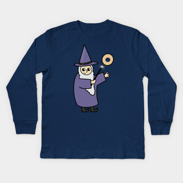 Funny Wizard, Donut Lover Kids Long Sleeve T-Shirt by logiamerch