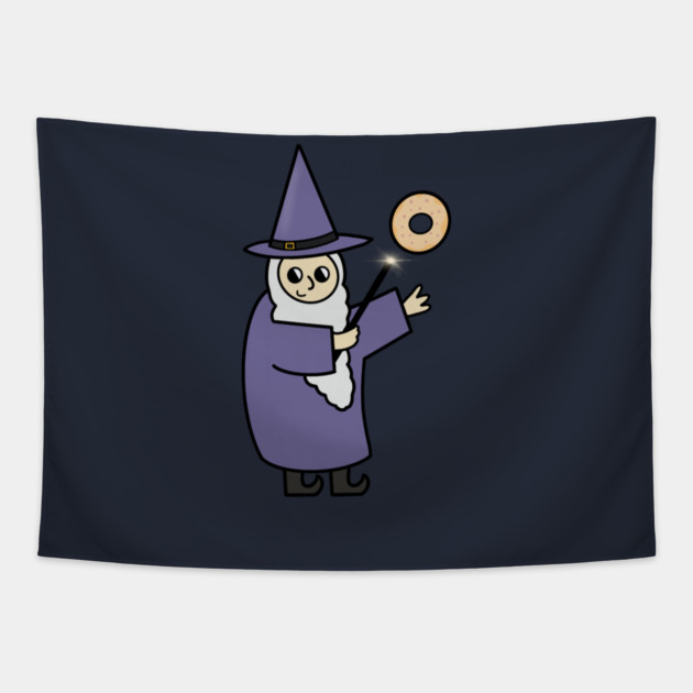 Funny Wizard, Donut Lover Tapestry by logiamerch
