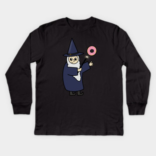 Funny Wizard, Donut Lover Kids Long Sleeve T-Shirt