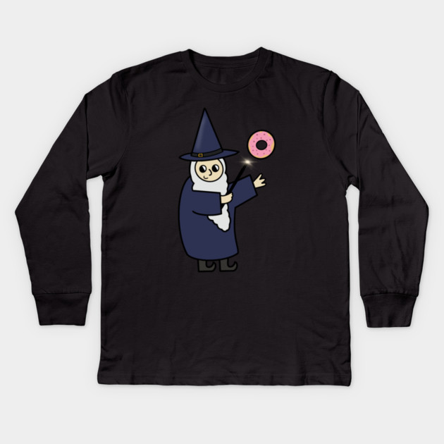 Funny Wizard, Donut Lover Kids Long Sleeve T-Shirt by logiamerch