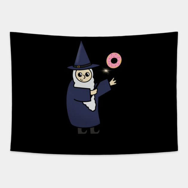 Funny Wizard, Donut Lover Tapestry by logiamerch