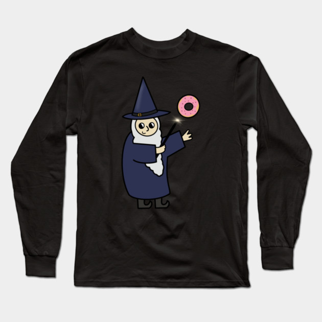 Funny Wizard, Donut Lover Long Sleeve T-Shirt by logiamerch