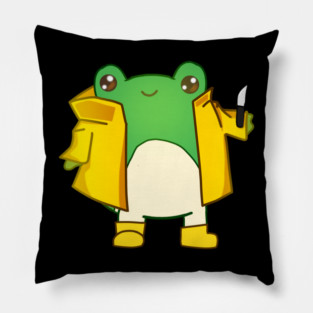 Kawaii Fog holding a Knife, Funny Frog Lover Pillow