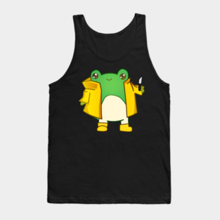 Kawaii Fog holding a Knife, Funny Frog Lover Tank Top