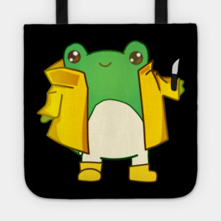 Kawaii Fog holding a Knife, Funny Frog Lover Tote