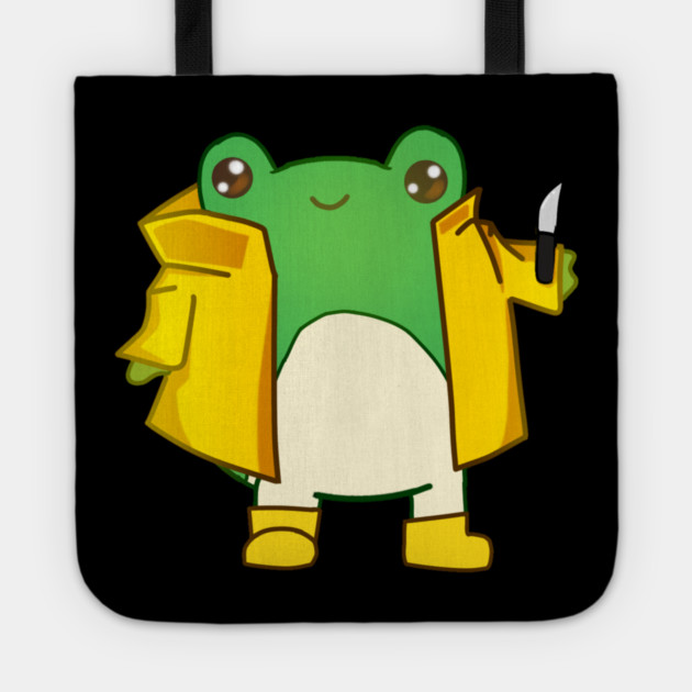 Kawaii Fog holding a Knife, Funny Frog Lover Tote by logiamerch