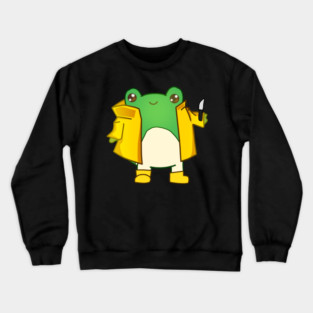 Kawaii Fog holding a Knife, Funny Frog Lover Crewneck Sweatshirt