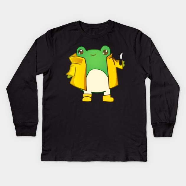 Kawaii Fog holding a Knife, Funny Frog Lover Kids Long Sleeve T-Shirt by logiamerch